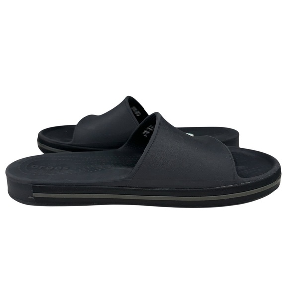 Crocs Shoes Mens 6 Womens 8 Black Iconic Comfort Slip On Slide Sandals - Picture 2 of 9